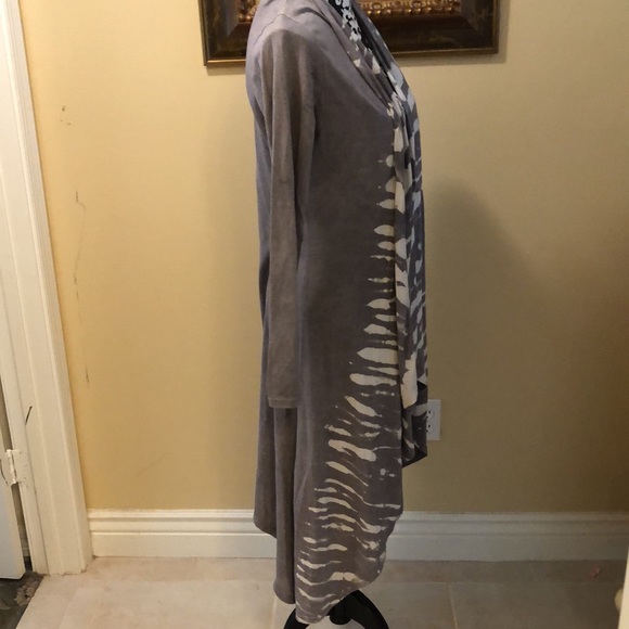 🦋Elan bohemian tie-dye scarf front long sleeved asymmetrical hem duster - Picture 3 of 9